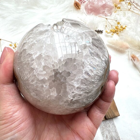 Gorgeous Large Agate Sphere with Druzy - Picture 9 of 10